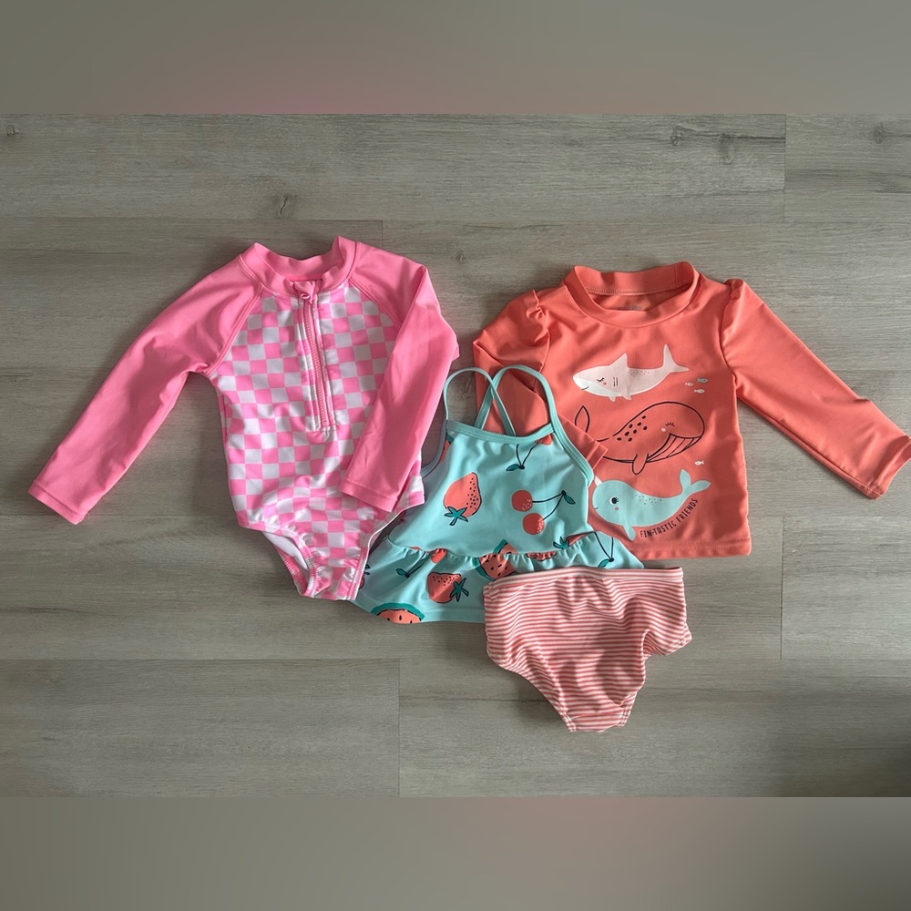 2 Baby Girl Swimsuits - 12 Months